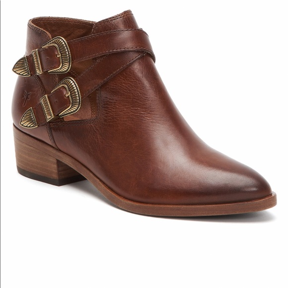 Frye Shoes - Frye bootie western buckle detail cognac  8M